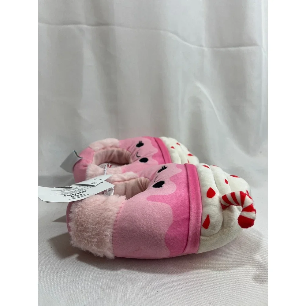 Squishmallows Peppermint Pink Milkshake Plush Slippers Kids Size 11/12 New